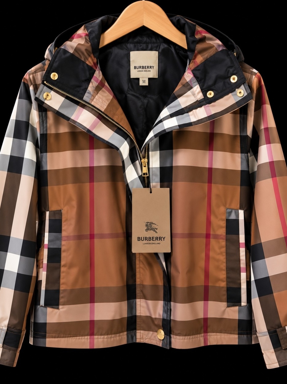 Burberry Women's Brown Vintage Check Hooded Jacket